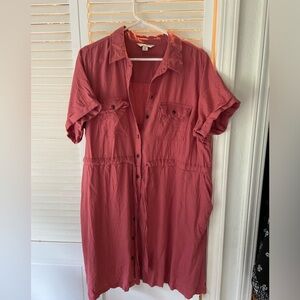 Croft & Barrow Rose Button-Up Midi Dress